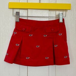 Vineyard Vines Toddler Girl Skirt, Sz 2T, Red with Navy Embroidered Whales,